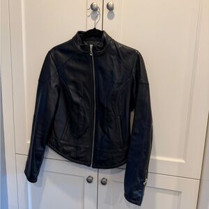 Women's Black Leather Scuba Jacket size small